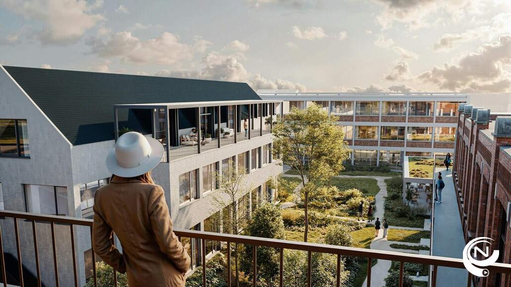 Een toekomstimpressie, gezien vanuit de grote nieuwbouw: aan de overkant is het gerenoveerde ‘Moktamee’-gebouw in de Bovenrij te zien, rechts het gerenoveerde pand dat parallel ligt aan de Nonnenstraat. © LIFE