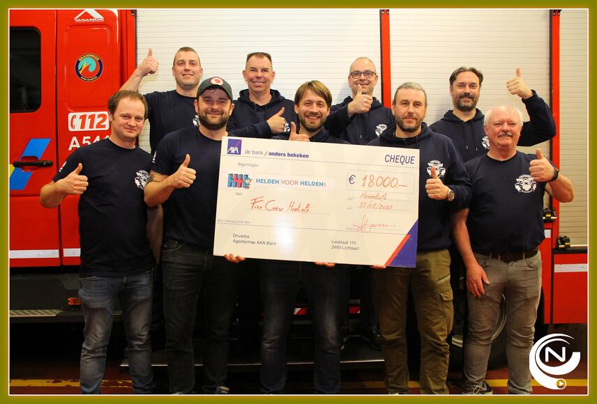 Fire Crew Hertals (brandweer Herentals) schenkt cheque €18.000 (!) aan Helden voor Helden