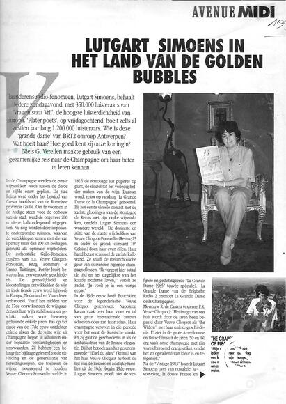Lutgart Simoens Avenue Magazine 1991 : Champagne is een verhaal