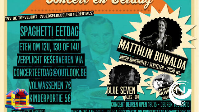 Benefiet met spaghettidag en concert voor voedselbedeling De Toevlucht vzw