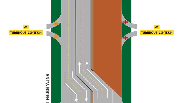 Werken op E34 ter hoogte van Turnhout wisselen 19 mei van kant