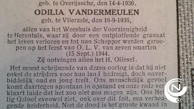 Herentals herdenkt oorlogsslachtoffertjes granaataanval Franciscanessen september 1944 