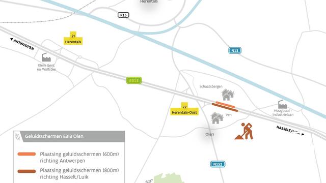 Volgende week start plaatsing geluidsschermen langs E313 Olen