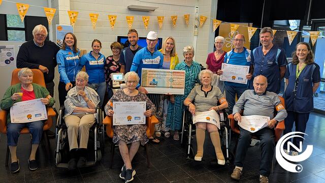 Samen fietsen, samen zorgen: WZC Den Olm krijgt cheque €1.370 euro voor Kom op tegen Kanker dankzij vrijwilligers