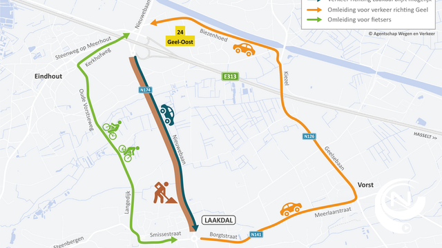 Bestrijkings- en markeringswerken op Nieuwe Baan (N174) in Laakdal