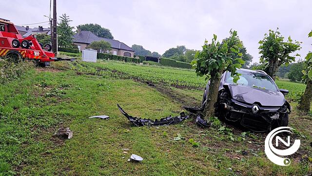 Bizar ongeval aan Broekzijde Lille : bestuurder (20) gewond na rit van 100m over weide en knal tegen boom