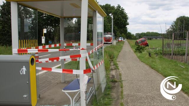 79-jarige bestuurder onwel : rijdt tegen verkeersbord, boompje, bushalte en belandt in gracht