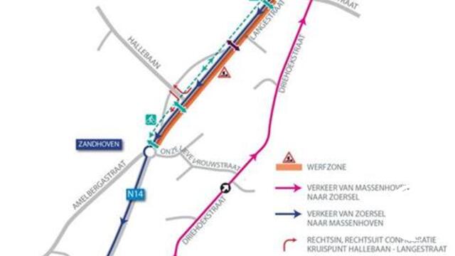 Herinrichting N14 Zandhoven fase 4 start maandag 30 maart