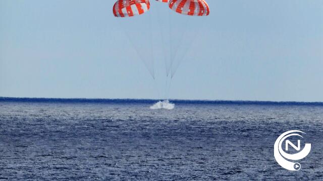 NASA - Succesvolle "splashdown": ruimteschip Orion veilig geland in Stille Oceaan na reis naar de maan