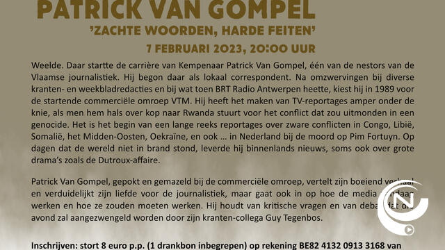 Patrick Van Gompel met ‘Zachte woorden, harde feiten’ op 7/2 voor Davidsfonds