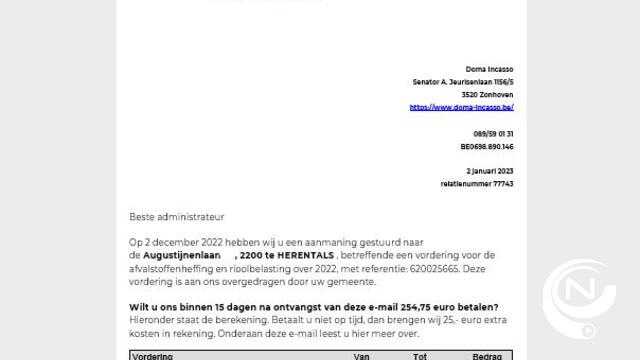 Let op voor frauduleuze mails namens stad Herentals