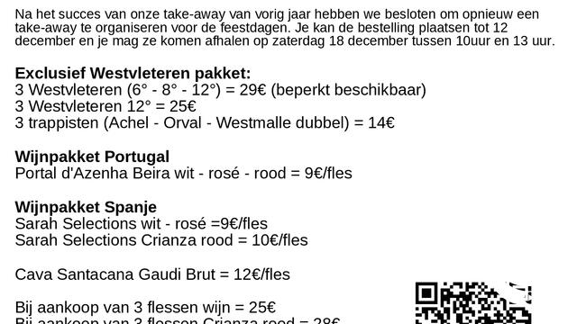 VC Herentals : Kerst Take Away feestelijk bier- en wijnpakket 