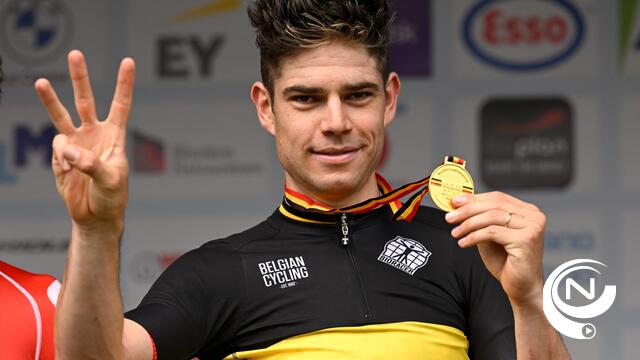 Wout van Aert pakt 3e tijdrittitel, Remco Evenepoel eindigt 4e na valpartij 
