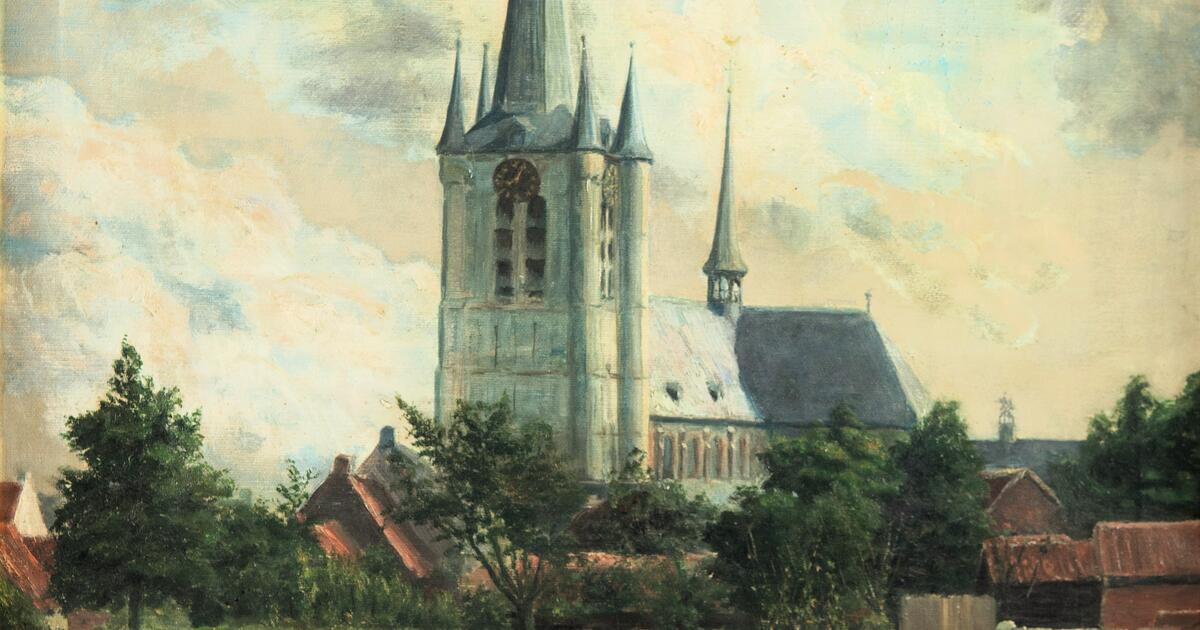 Aardappelstekers met zicht op Sint-Amandskerk Geel