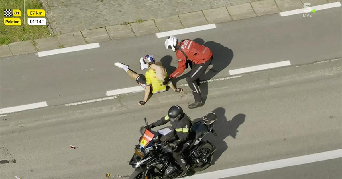 Wout van Aert valpartij - foto VRT